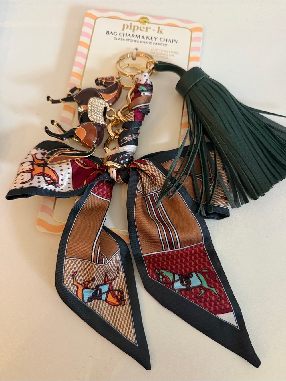 Piper-K Glass Stones & Hand Painted Bag Charm